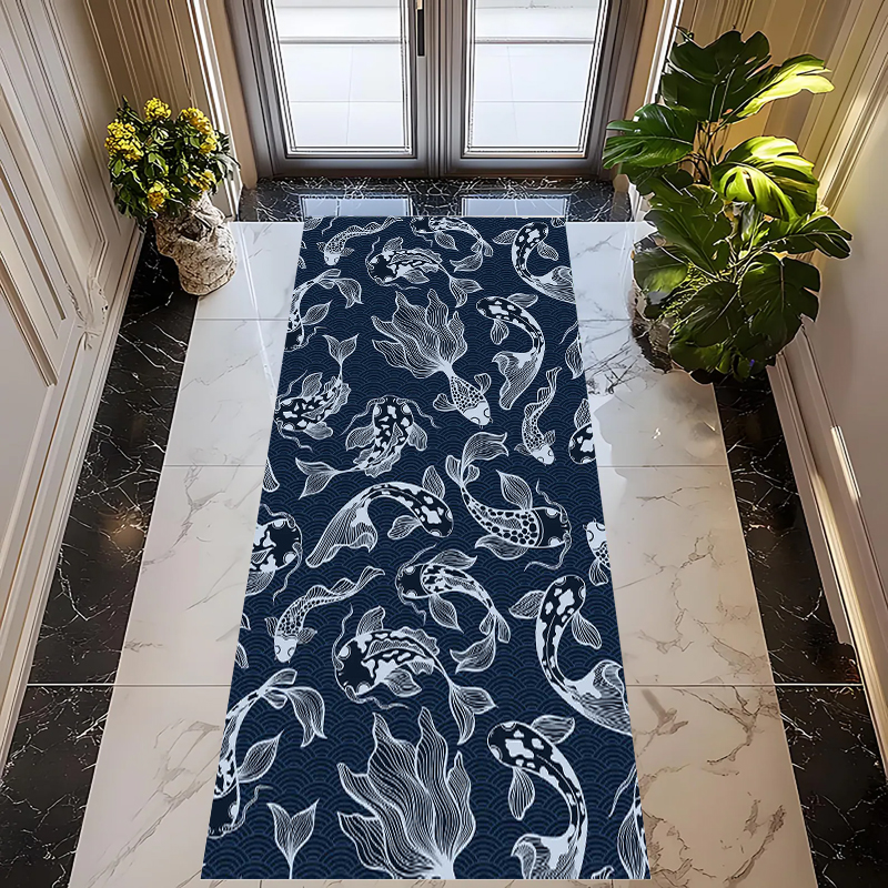 Commercial Kitchen Japanese - Blue and White Koi Fish Print