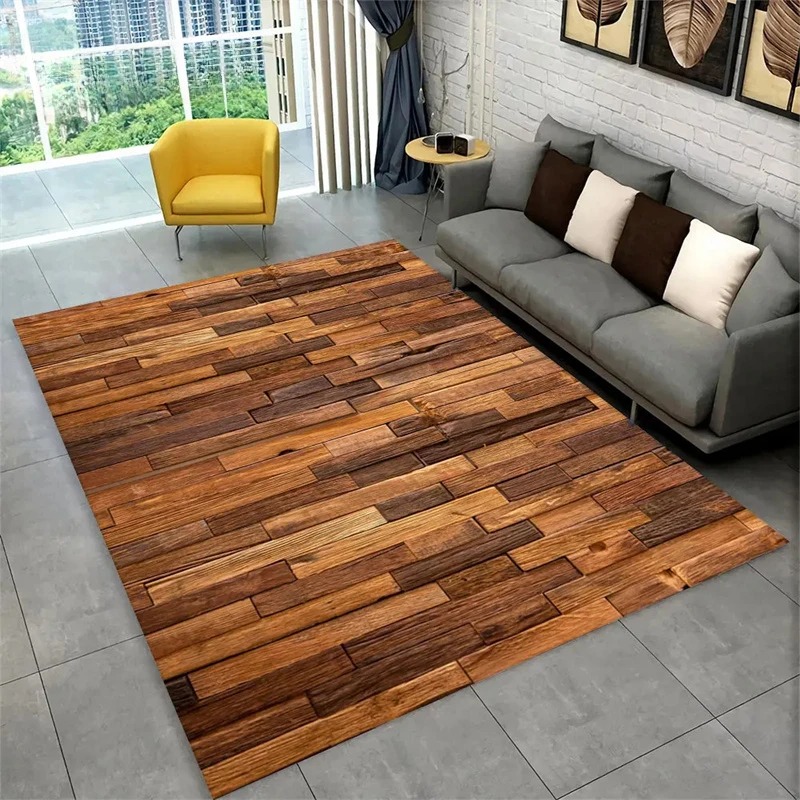Commercial Kitchen Floor - 3D Wood Grain Retro Area Rug