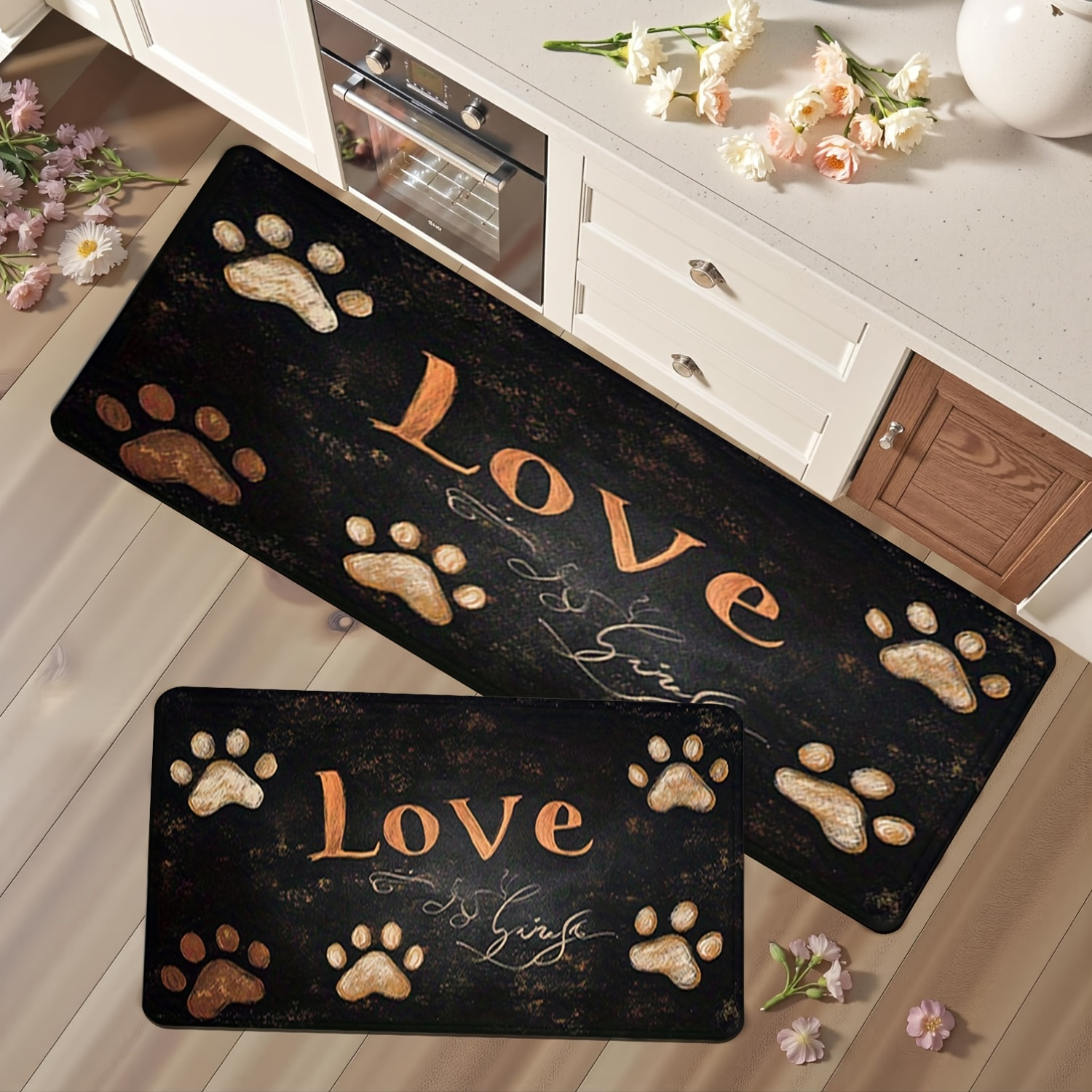 Commercial Kitchen Background - Cat Dog Paw Print Pattern Kitchen