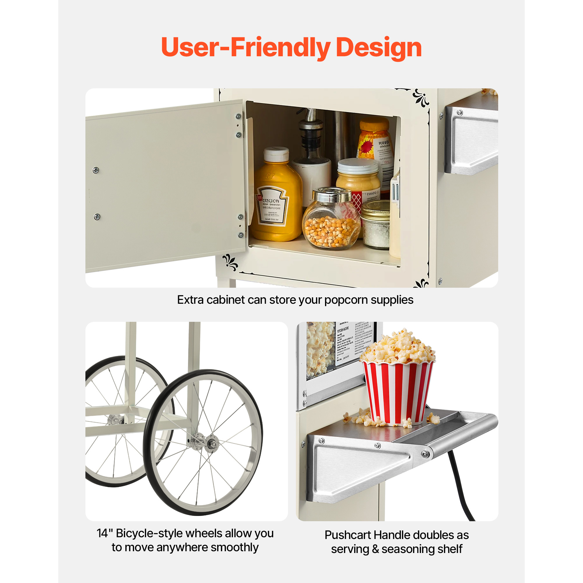 Commercial Popcorn Machine - Commercial Popcorn Machine with Mobile Cart,