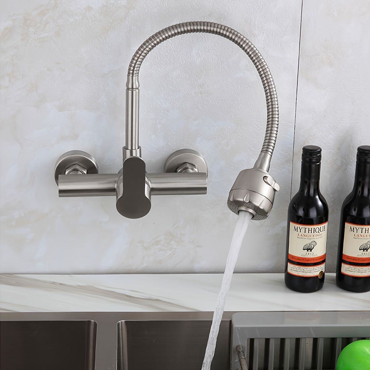 Commercial Kitchen Faucet - Wall-Mounted Kitchen Faucet, Single Handle, Commercial