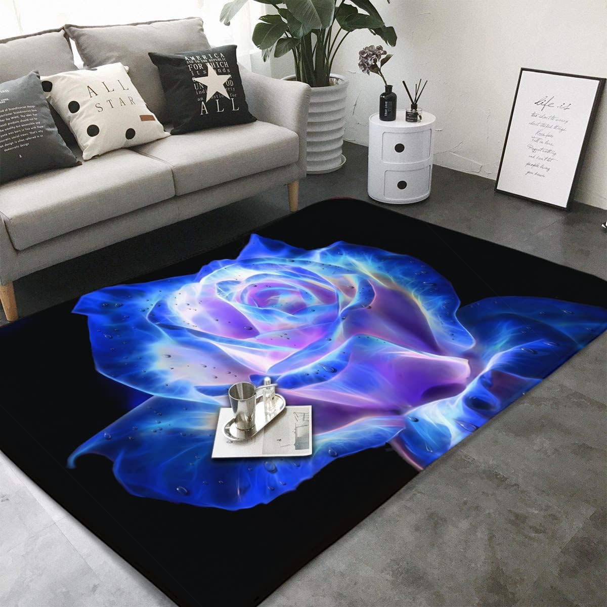 Blue Rose Flower on Black Back - Commercial Kitchen Background ulasan dan harga