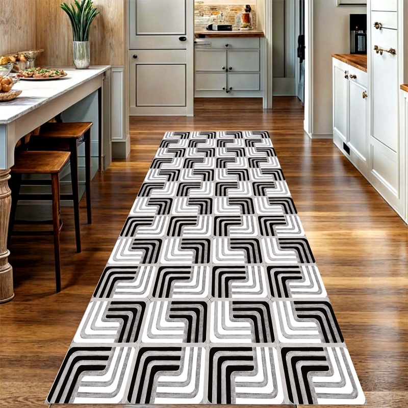 Black White Geometric Curve Lo - Commercial Kitchen Layout Design ulasan dan harga