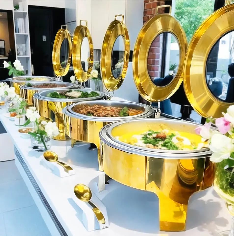 Gold 6L Stainless Steel Round  - Bain Marie Food Warmer ulasan dan harga