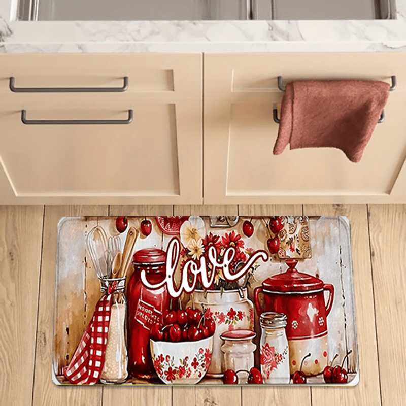 Vintage Red Love Cherry Patter - Commercial Kitchen Background ulasan dan harga