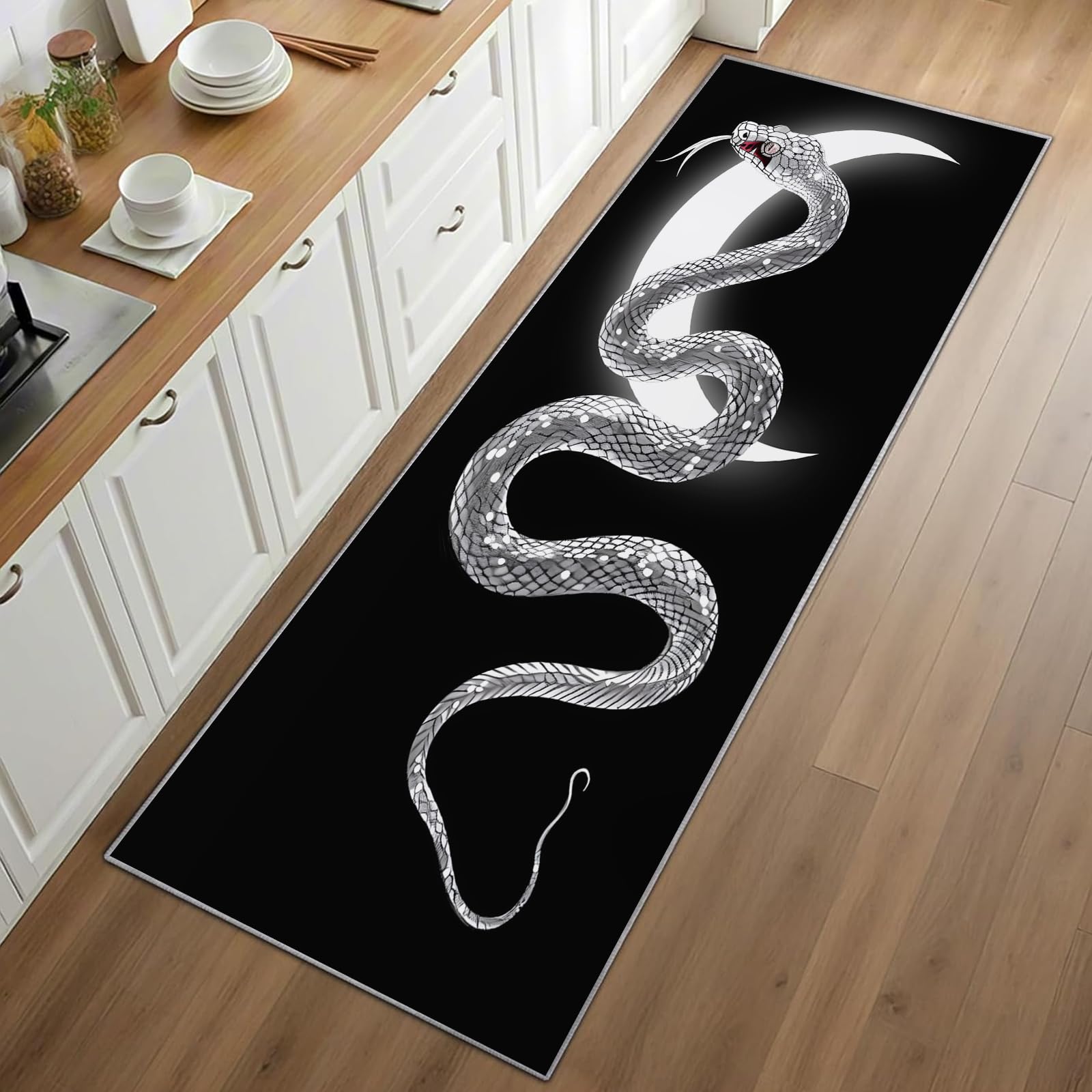 Gothic Snake Runner Rug Black  - Commercial Kitchen Background ulasan dan harga
