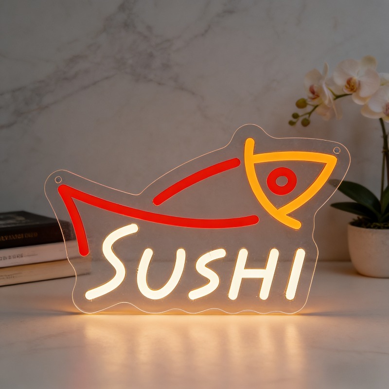 SUSHI Fish LED Neon Sign Japan - Commercial Kitchen Japanese ulasan dan harga