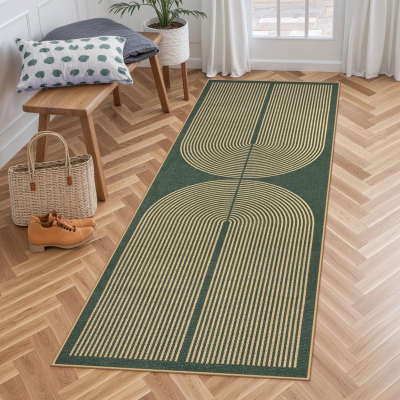 Art Deco Runner Rug Green Back - Commercial Kitchen Background ulasan dan harga