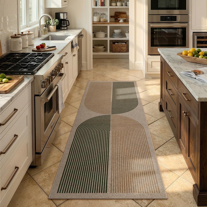 Art Deco Runner Rug Green Back - Commercial Kitchen Background ulasan dan harga