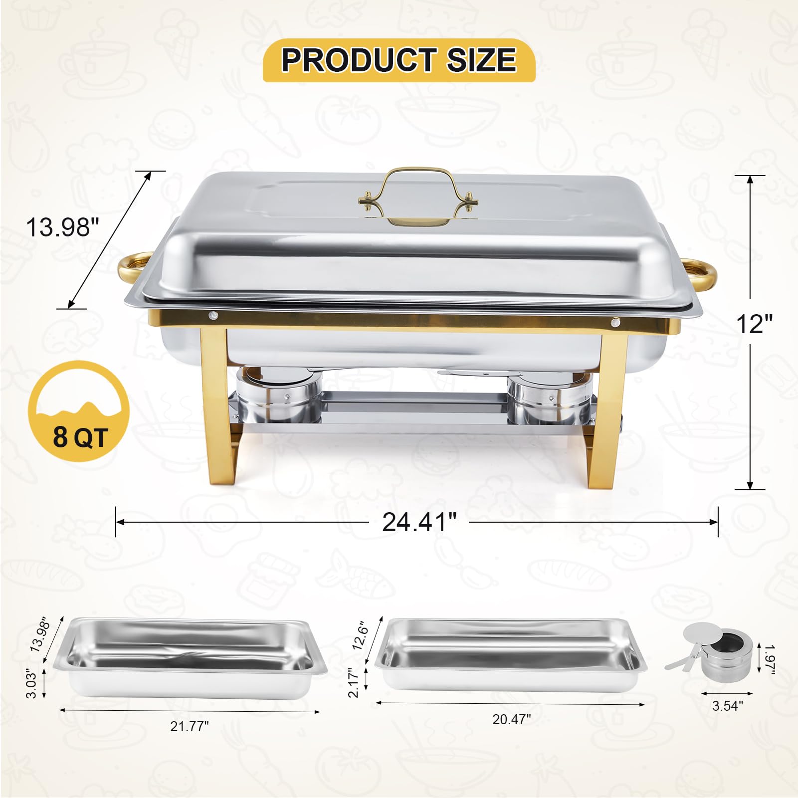 4 Pack Buffet Chafing Dish Set - Bain Marie Food Warmer ulasan dan harga