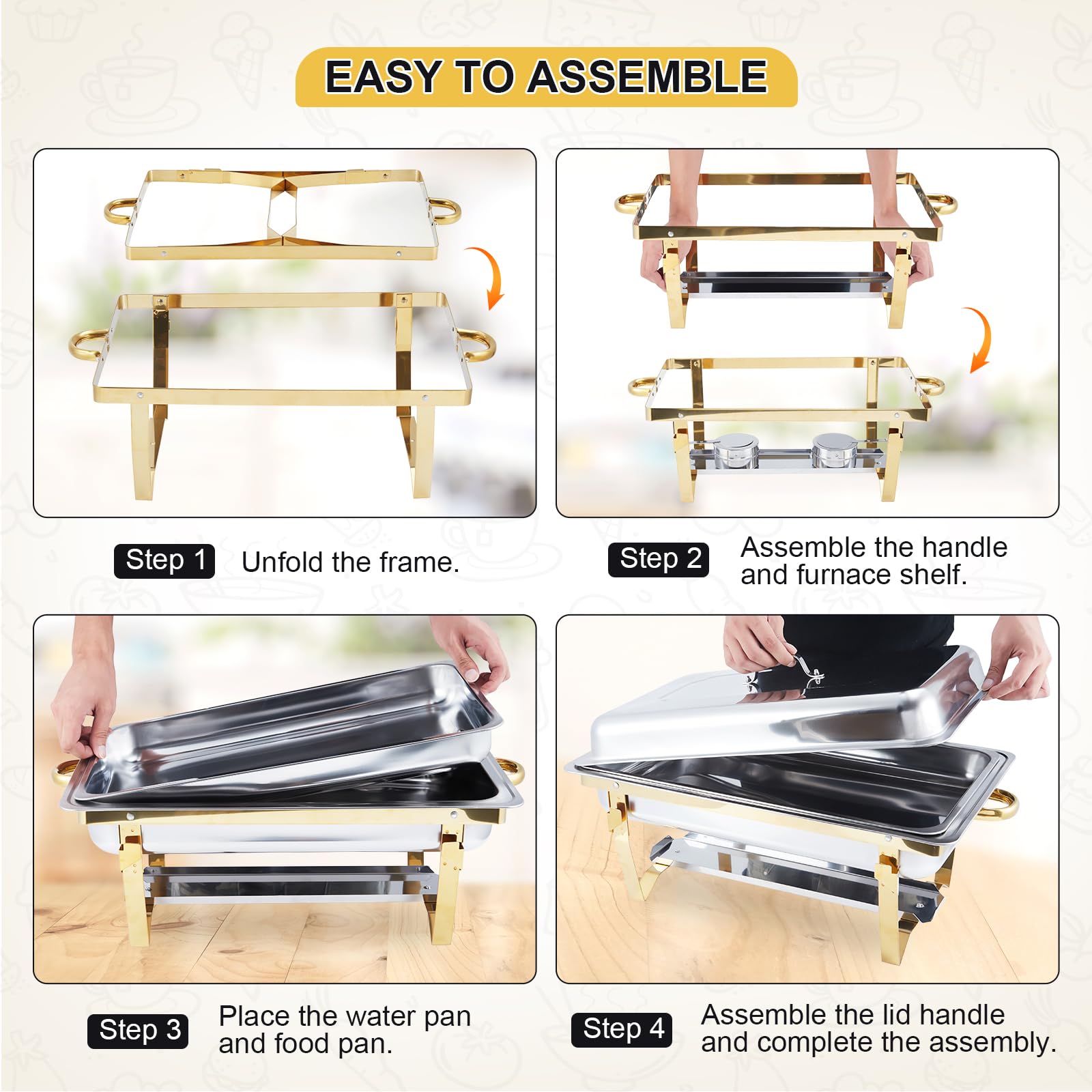 4 Pack Buffet Chafing Dish Set - Bain Marie Food Warmer ulasan dan harga