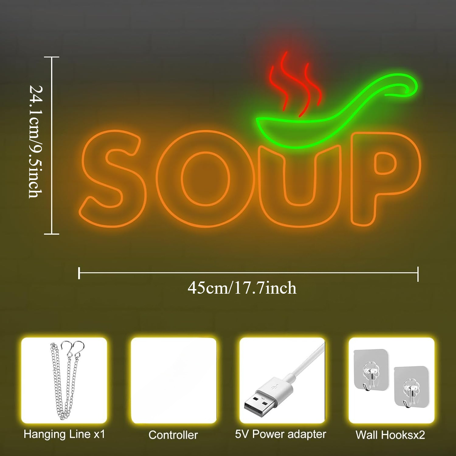 Soup Neon Sign USB Powered Foo - Commercial Kitchen Japanese ulasan dan harga