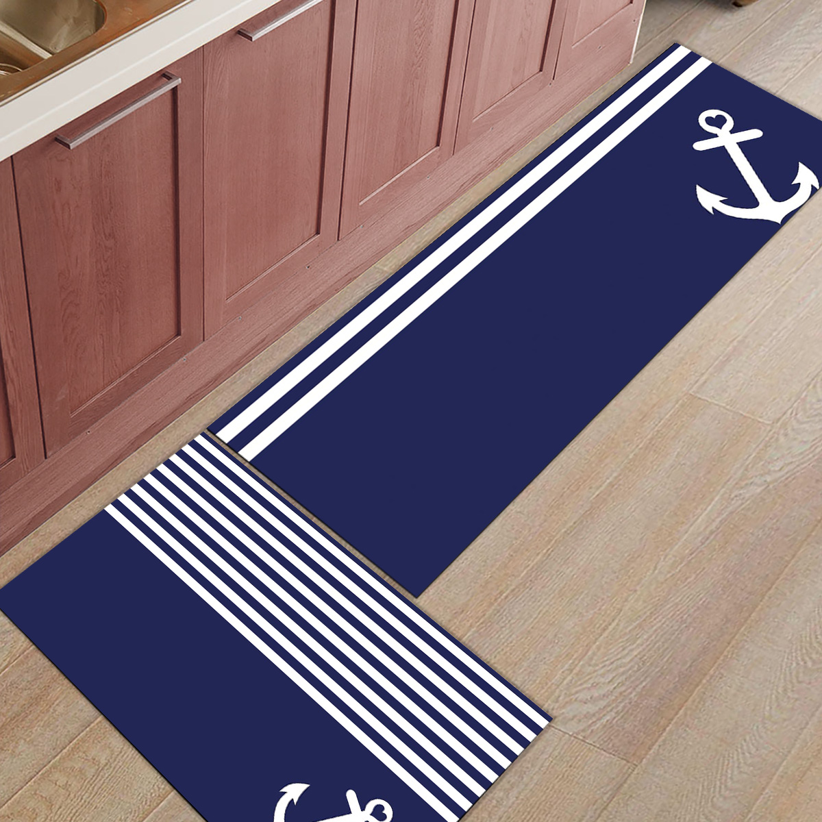 Dark Blue Stripes Anchor Carpe - Commercial Kitchen Floor ulasan dan harga