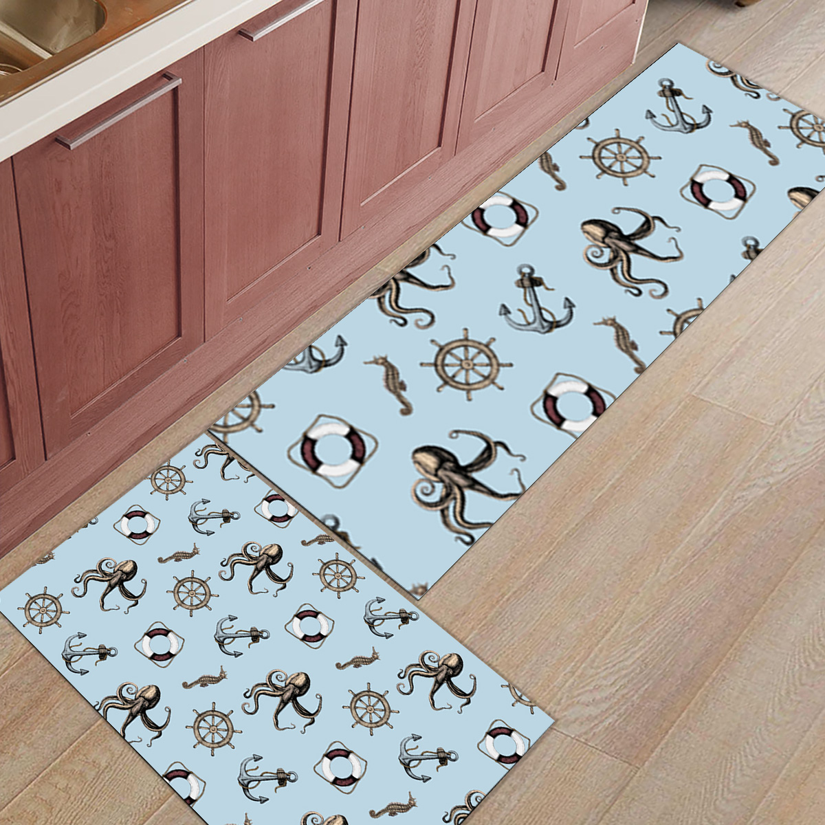 Dark Blue Stripes Anchor Carpe - Commercial Kitchen Floor ulasan dan harga