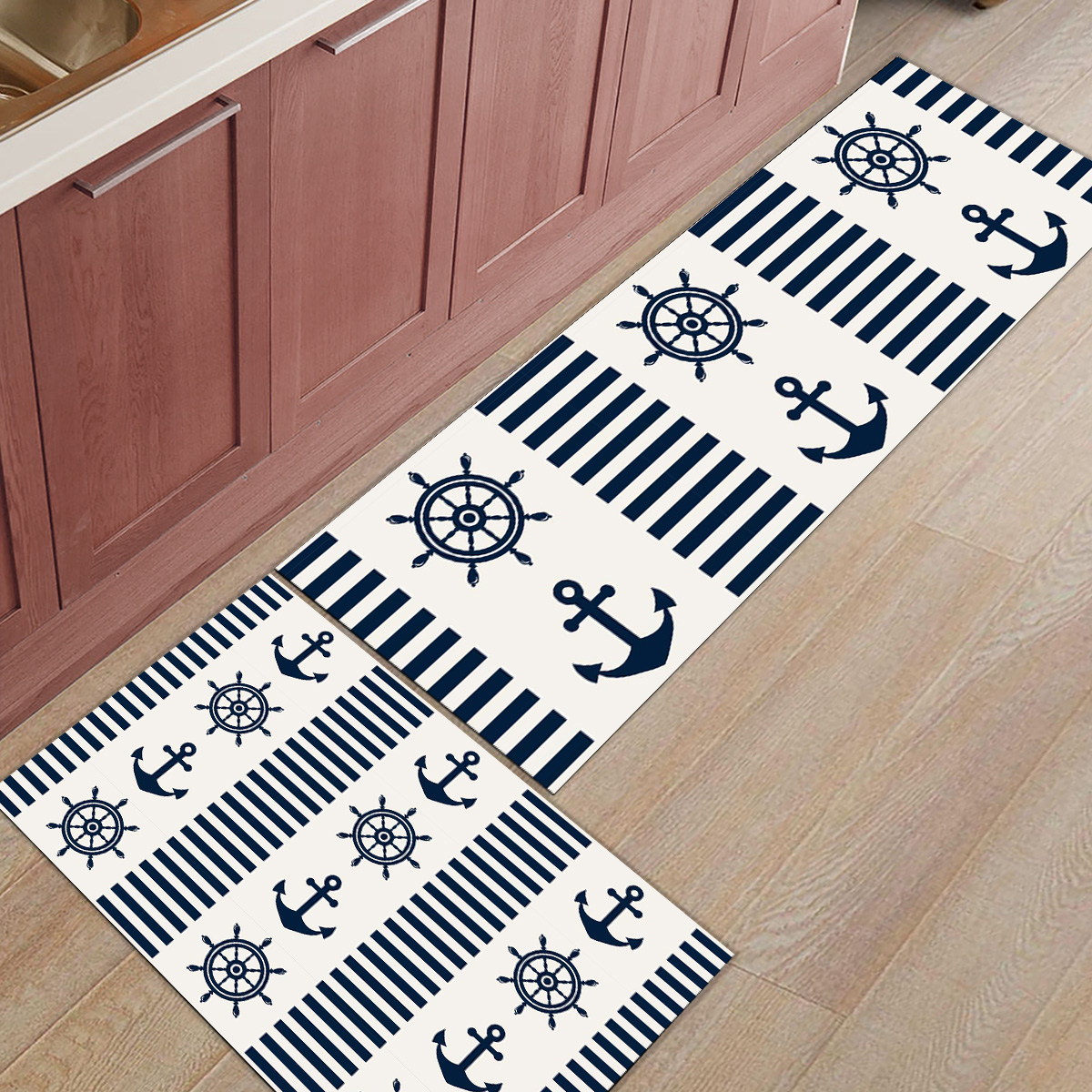 Dark Blue Stripes Anchor Carpe - Commercial Kitchen Floor ulasan dan harga