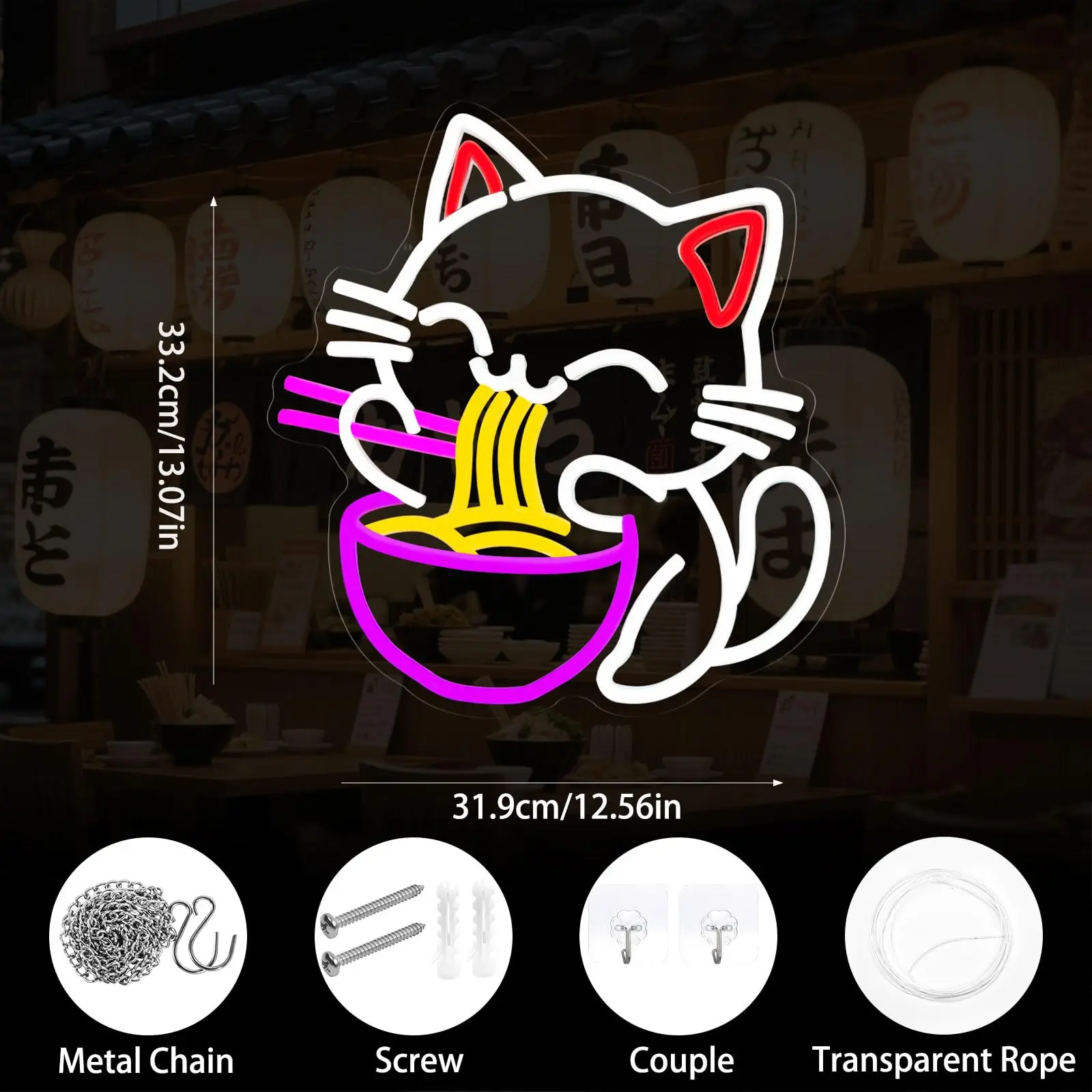 Fortune Cat Ramen Neon Sign Ja - Commercial Kitchen Japanese ulasan dan harga