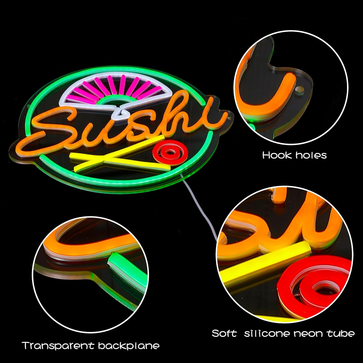 Sushi Neon Sign for Wall Decor - Commercial Kitchen Japanese ulasan dan harga