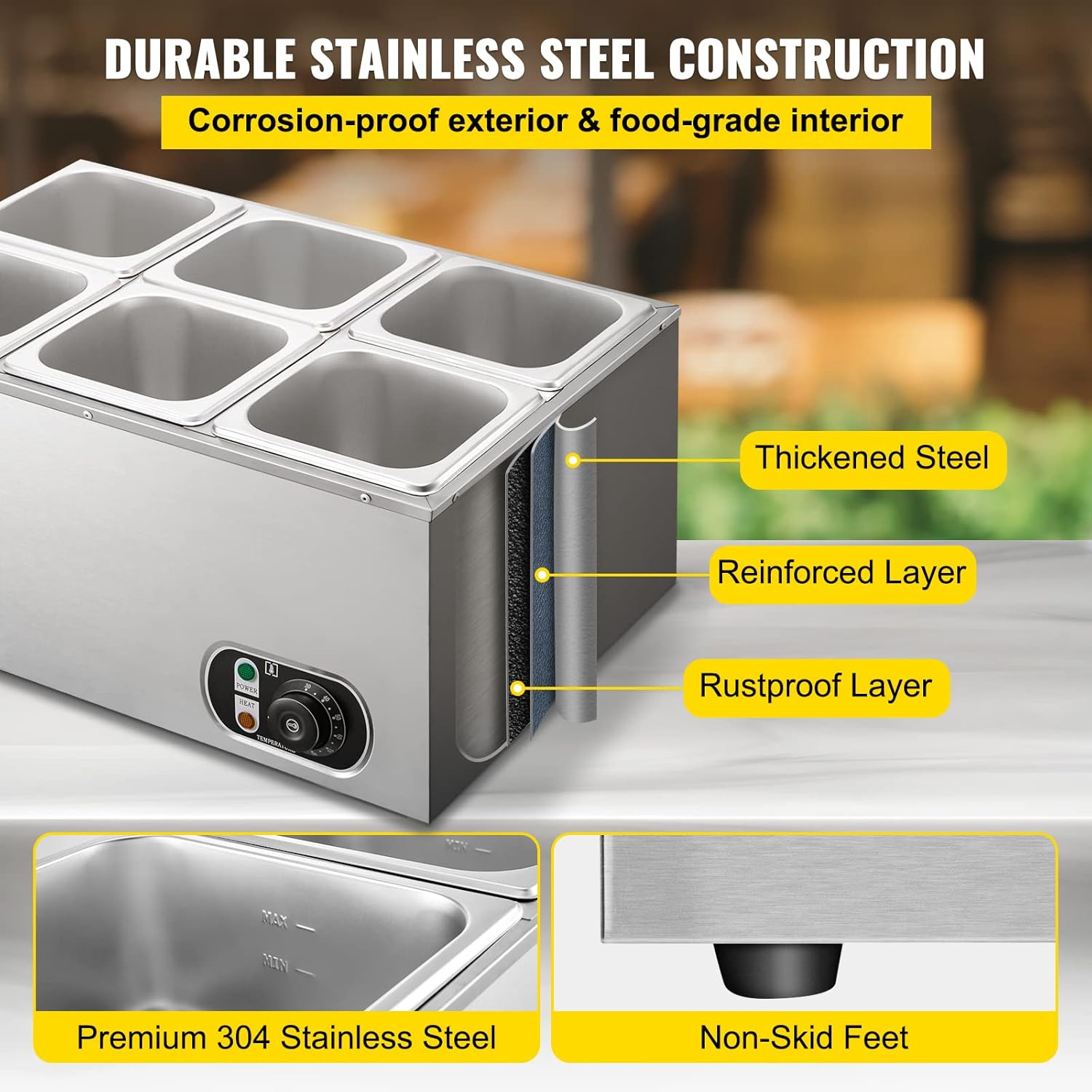 6 Tanks Commercial Bain Marie  - Bain Marie Food Warmer ulasan dan harga