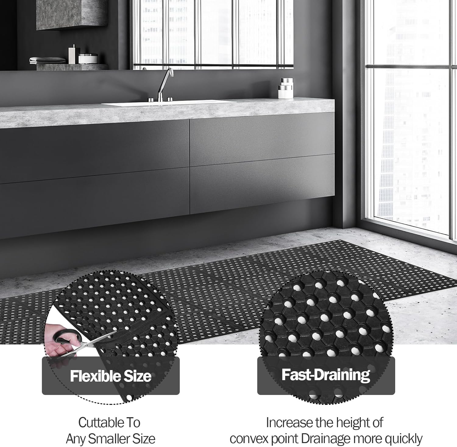 Anti-Fatigue Drainage Rubber M - Commercial Kitchen Floor ulasan dan harga