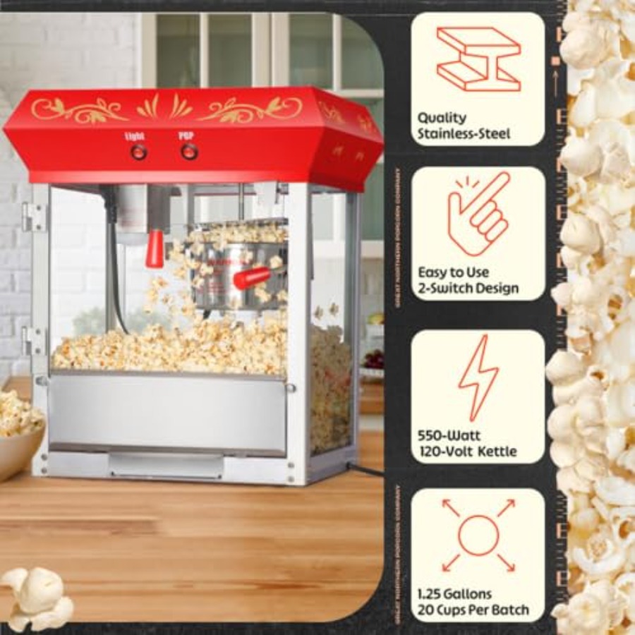 Popcorn Machine 4oz Popper wit - Commercial Popcorn Machine ulasan dan harga