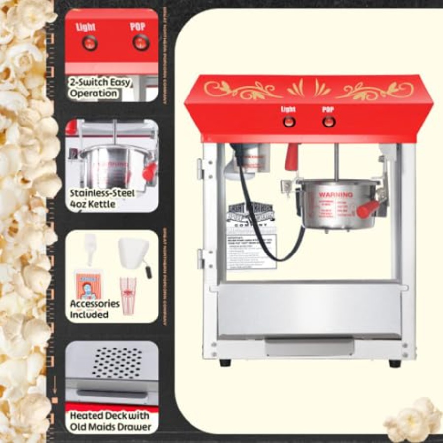 Popcorn Machine 4oz Popper wit - Commercial Popcorn Machine ulasan dan harga