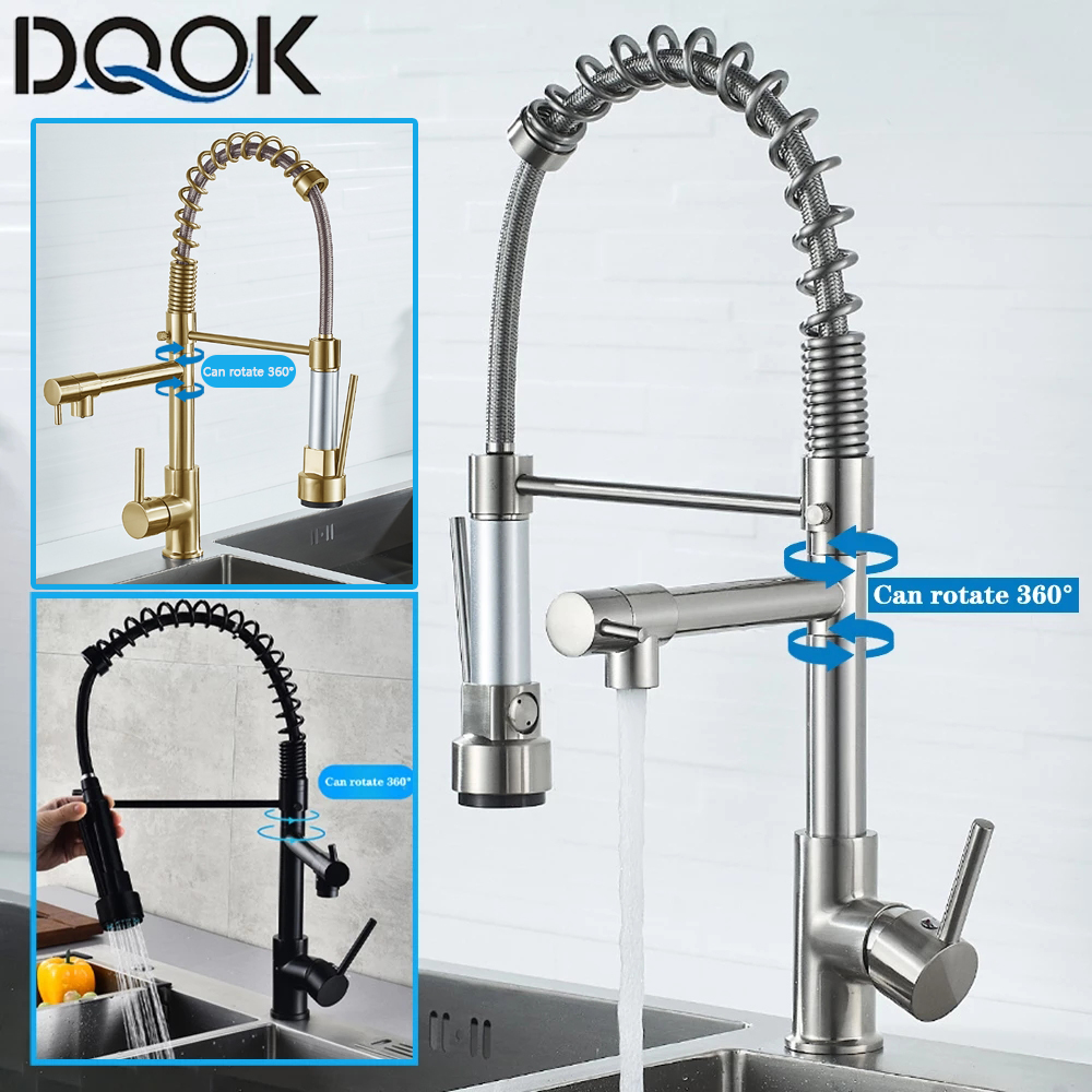 DQOK Black Brushed Spring Pull - Commercial Kitchen Faucet ulasan dan harga