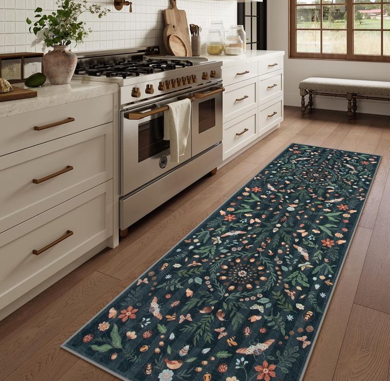 Elegant Dark Base Floral Long  - Commercial Kitchen Floor ulasan dan harga