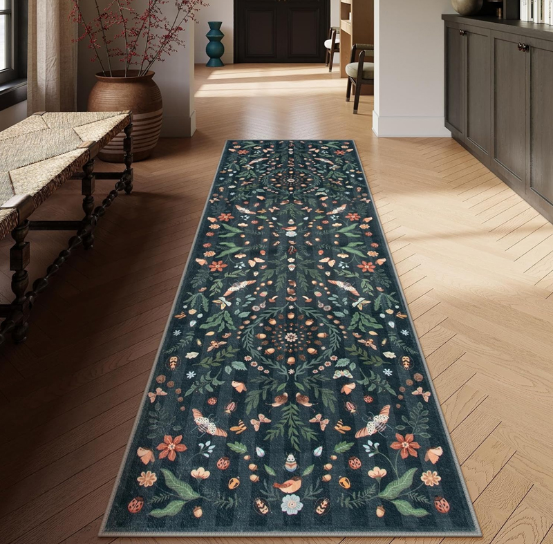 Elegant Dark Base Floral Long  - Commercial Kitchen Floor ulasan dan harga
