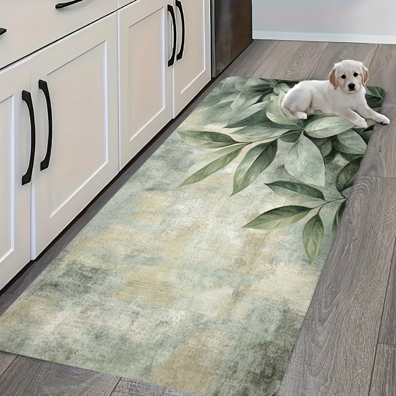 Green Leaf Plant Pattern Kitch - Commercial Kitchen Background ulasan dan harga