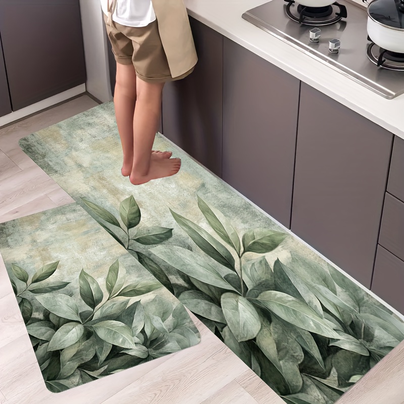 Green Leaf Plant Pattern Kitch - Commercial Kitchen Background ulasan dan harga