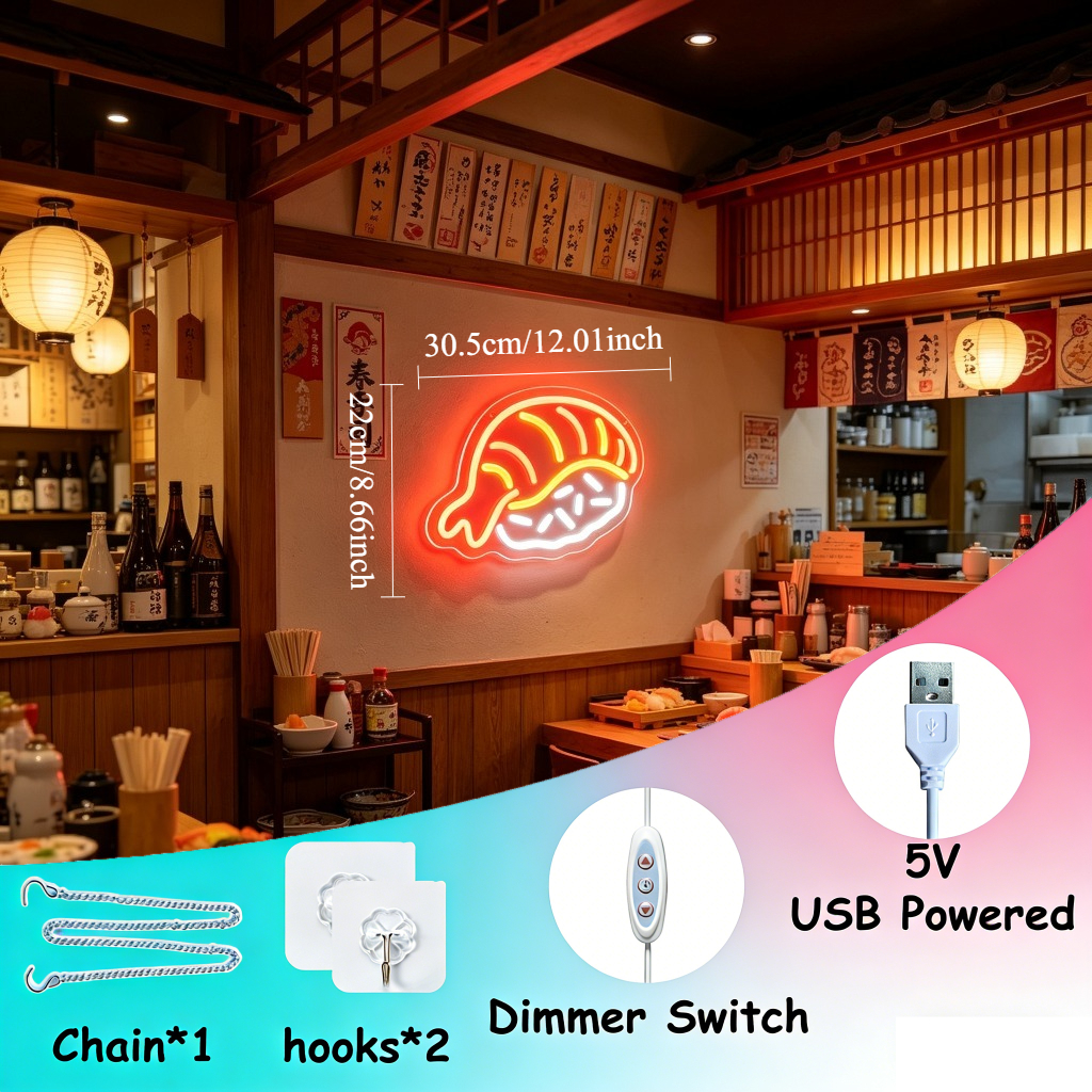 Creative Sushi LED Neon Light  - Commercial Kitchen Japanese ulasan dan harga