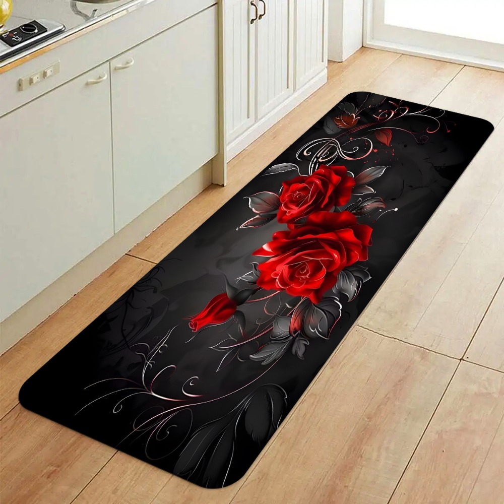 Red Rose Black Background Kitc - Commercial Kitchen Background ulasan dan harga