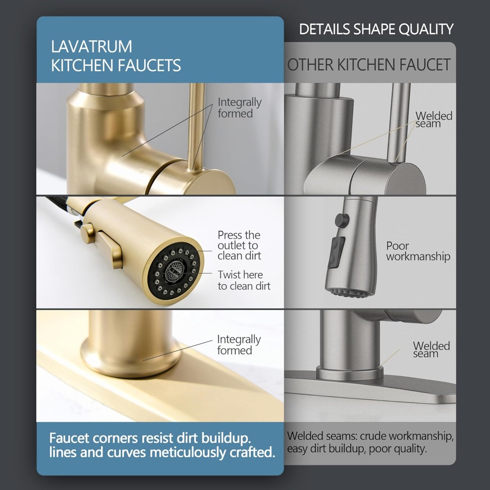 22'' Tall Brushed Gold Kitchen - Commercial Kitchen Faucet ulasan dan harga