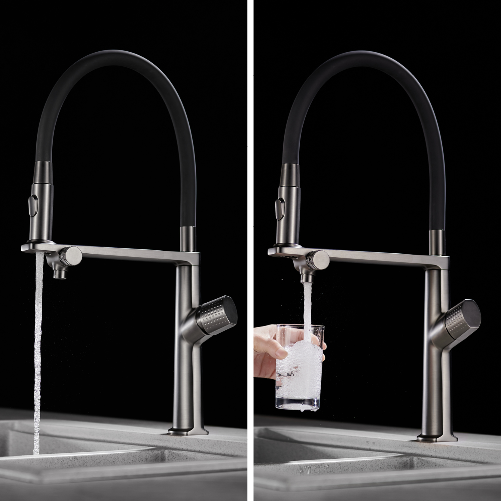 Luxury gun gray brass kitchen  - Commercial Kitchen Faucet ulasan dan harga