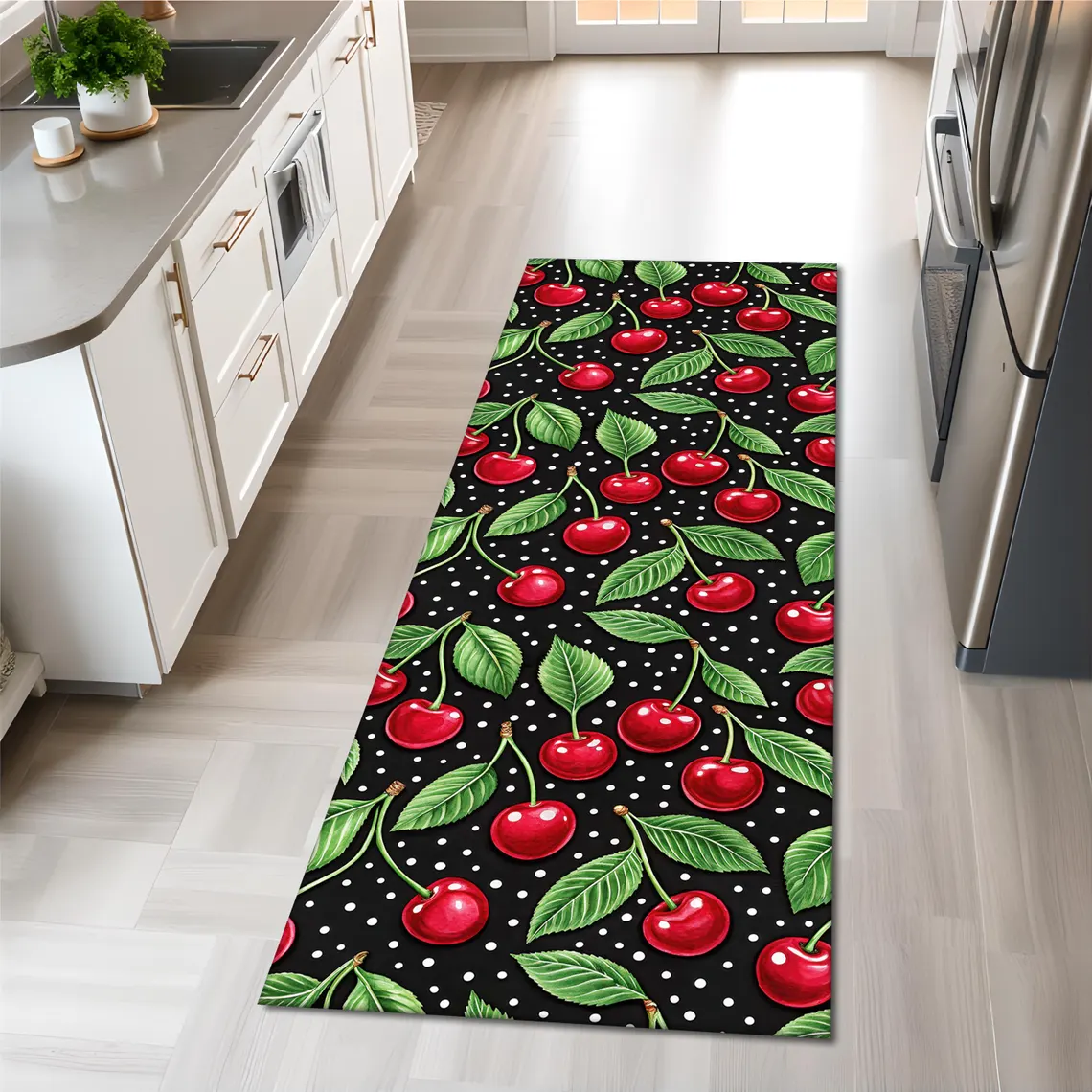 Fruit Motif Runner Rug Bright  - Commercial Kitchen Background ulasan dan harga