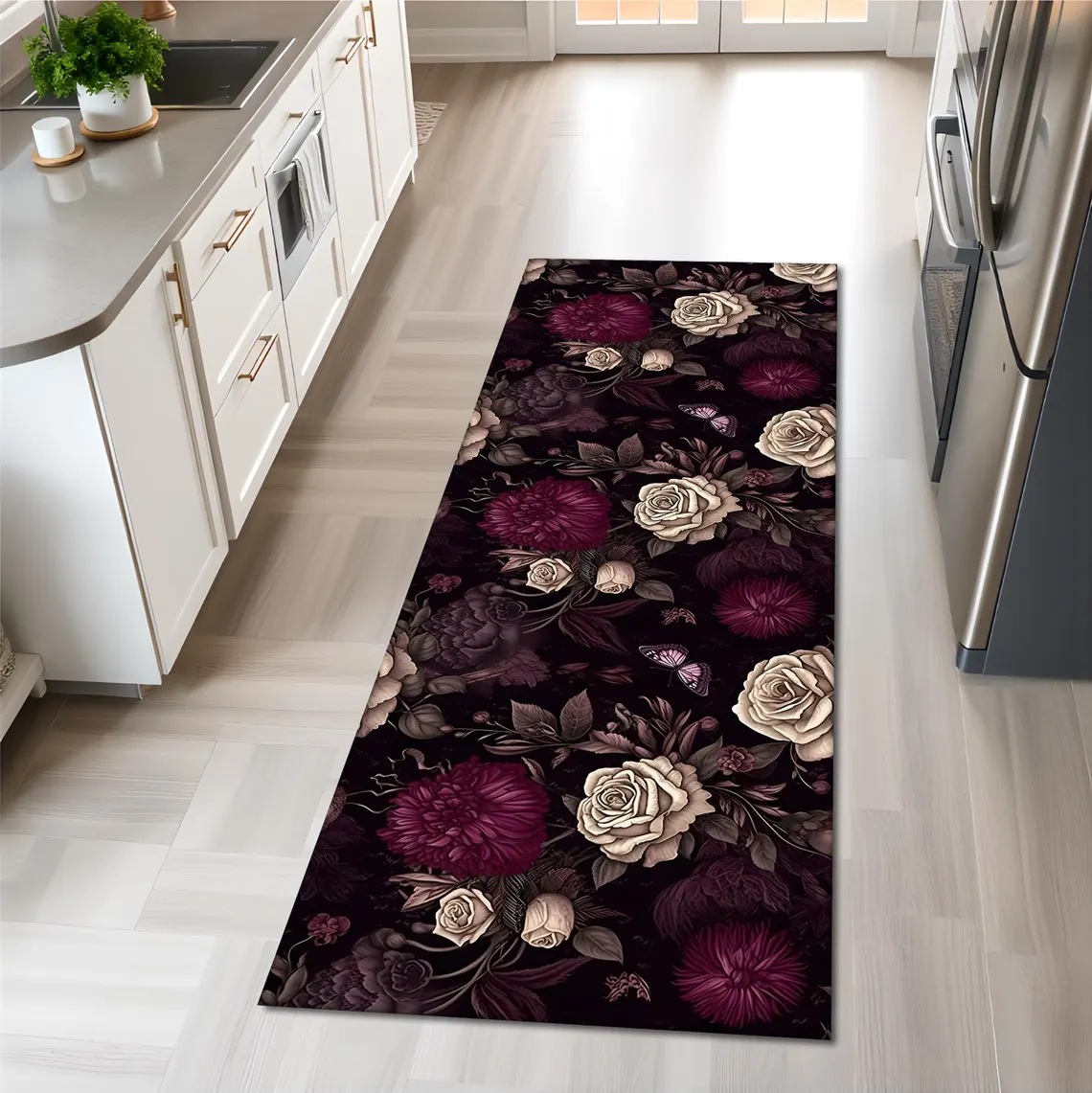 Fruit Motif Runner Rug Bright  - Commercial Kitchen Background ulasan dan harga