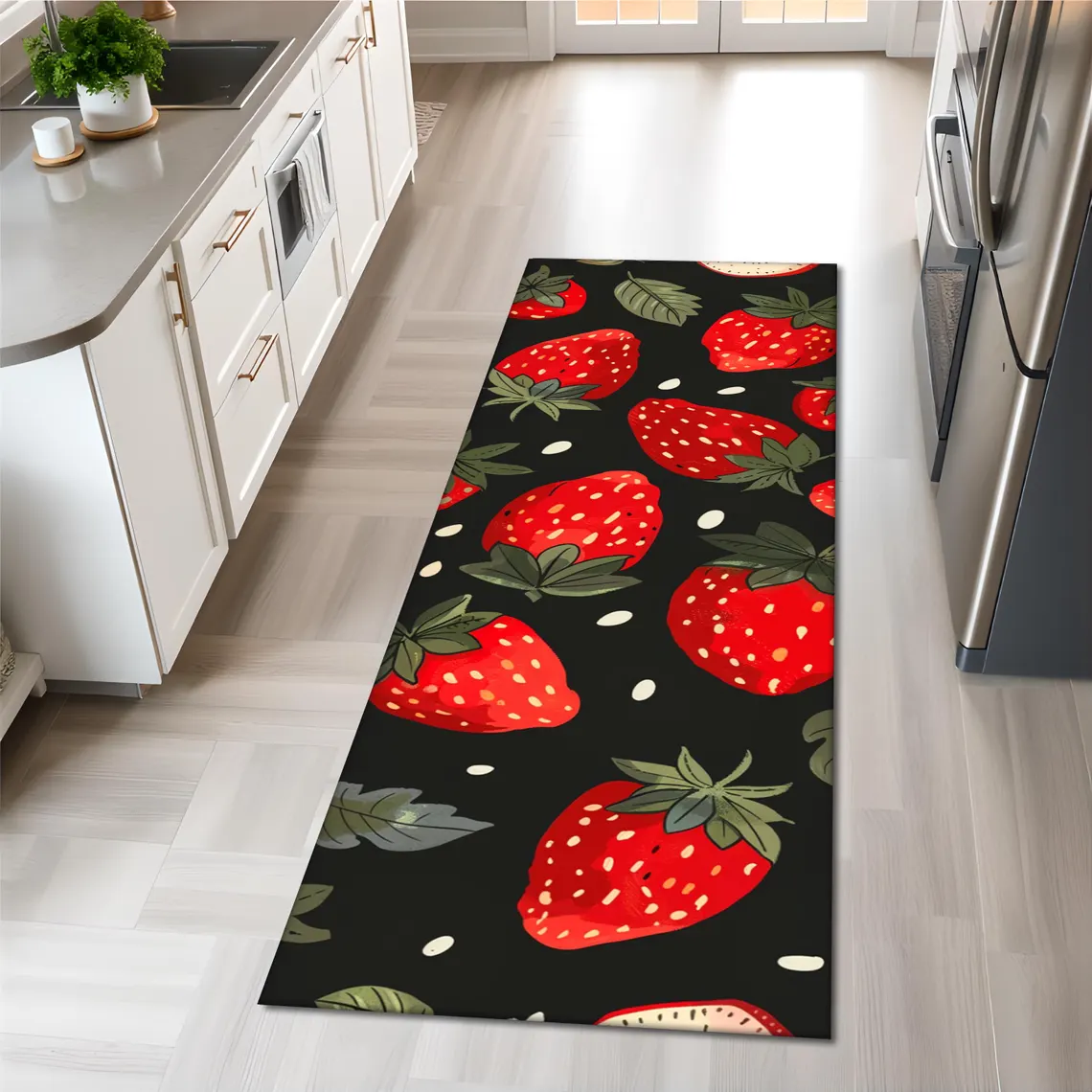 Fruit Motif Runner Rug Bright  - Commercial Kitchen Background ulasan dan harga